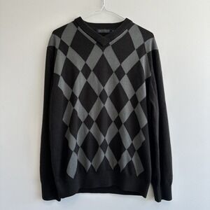Britches Men's M Dark Brown Gray Argyle Long Sleeve Pullover Sweater Preppy